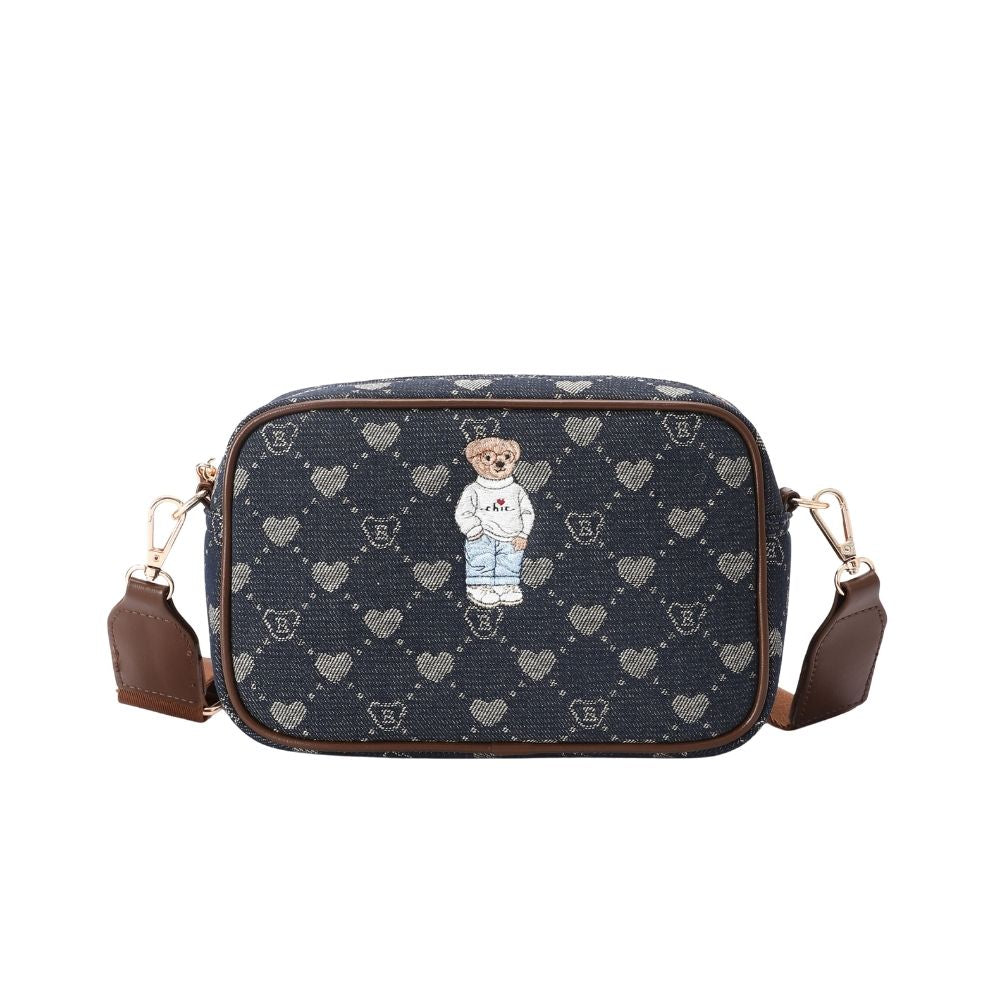 B-Loved Bear Blue Denim Camera Crossbody Bag
