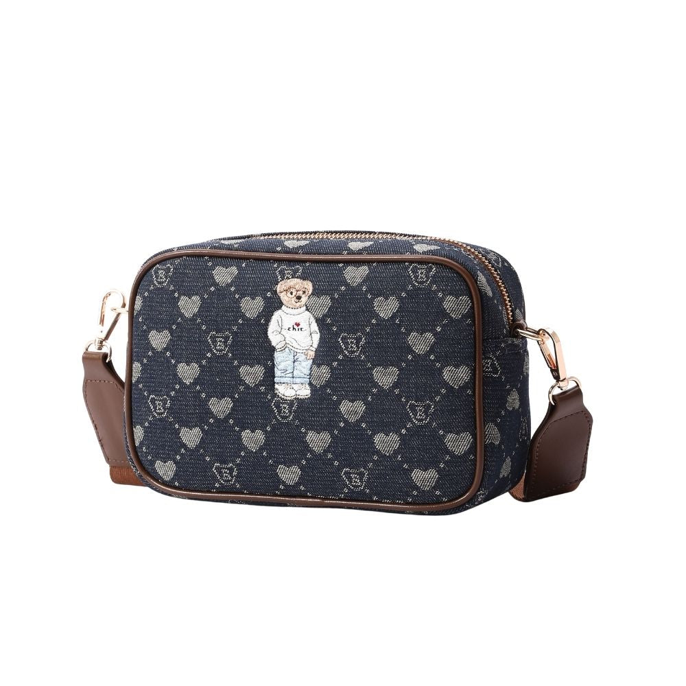 B-Loved Bear Blue Denim Camera Crossbody Bag