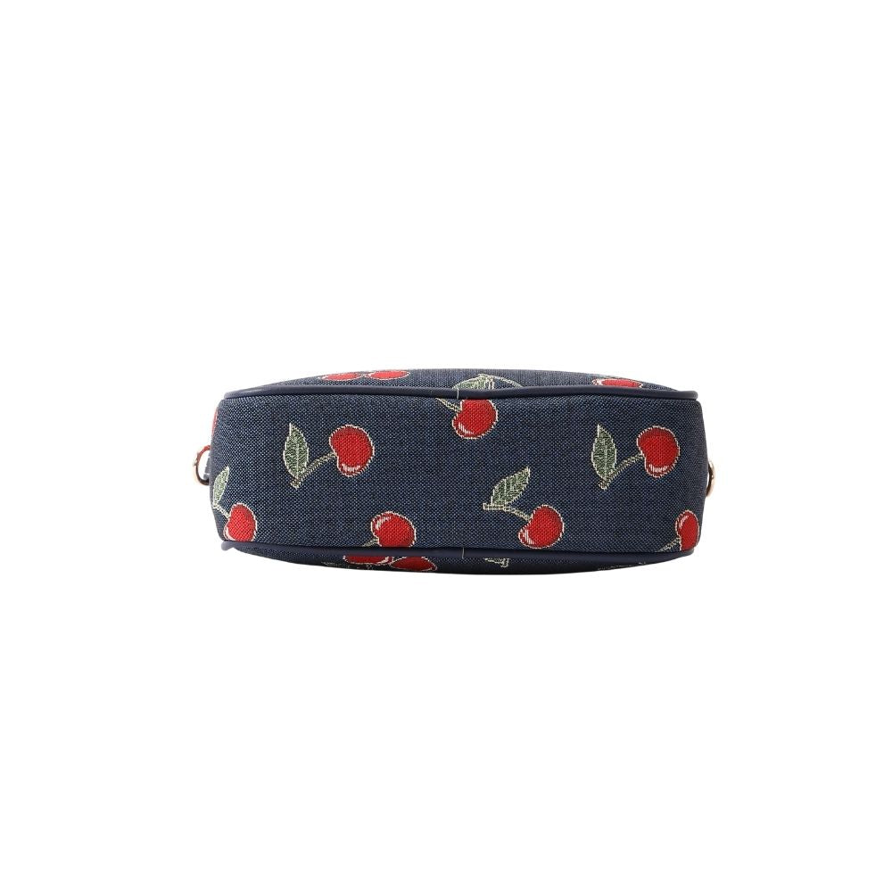 Cherry Denim Blue Camera Crossbody Bag