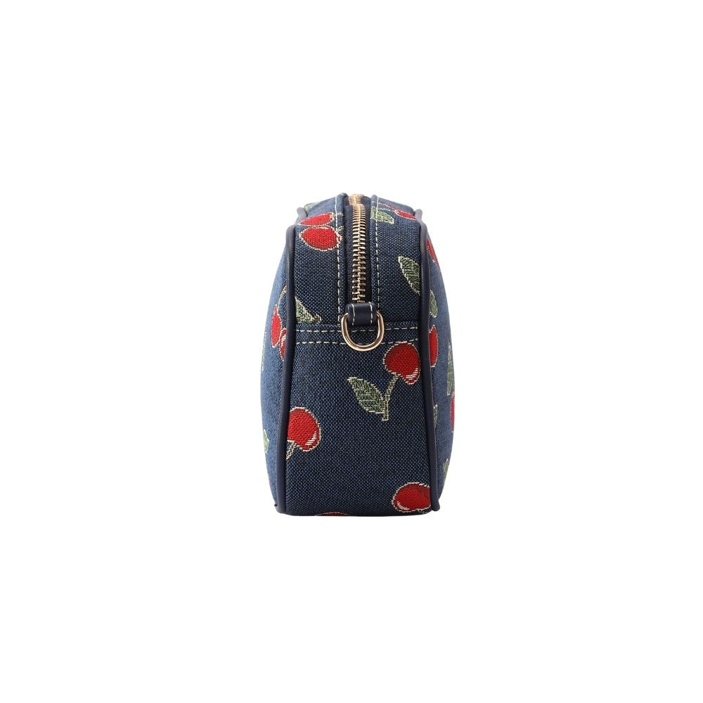 Cherry Denim Blue Camera Crossbody Bag