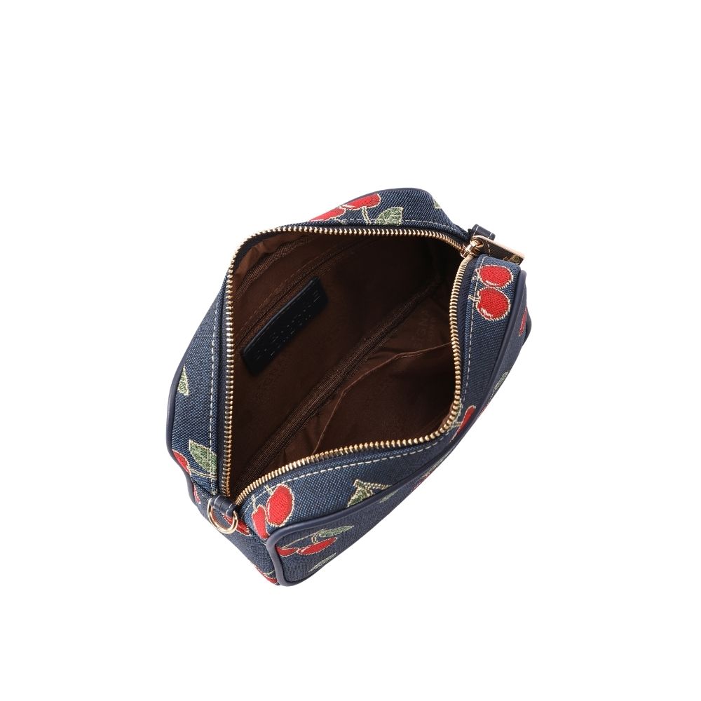 Cherry Denim Blue Camera Crossbody Bag
