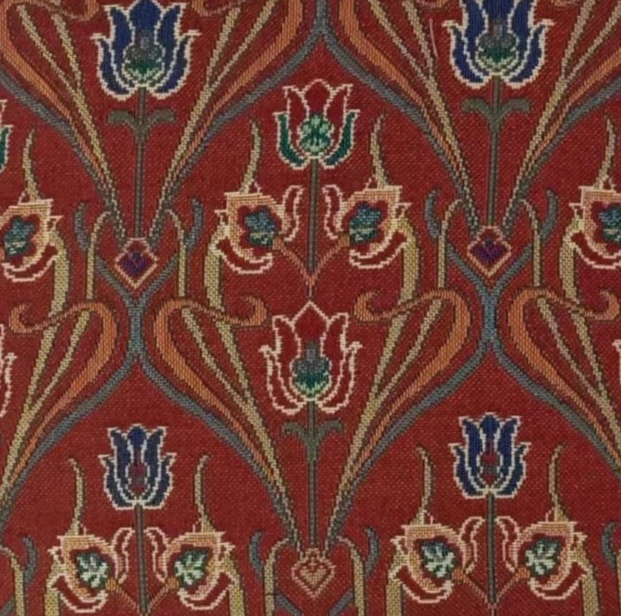 Cushion Cover Art Nouveau Lotus Flower Dark Red 18 x 18 inch