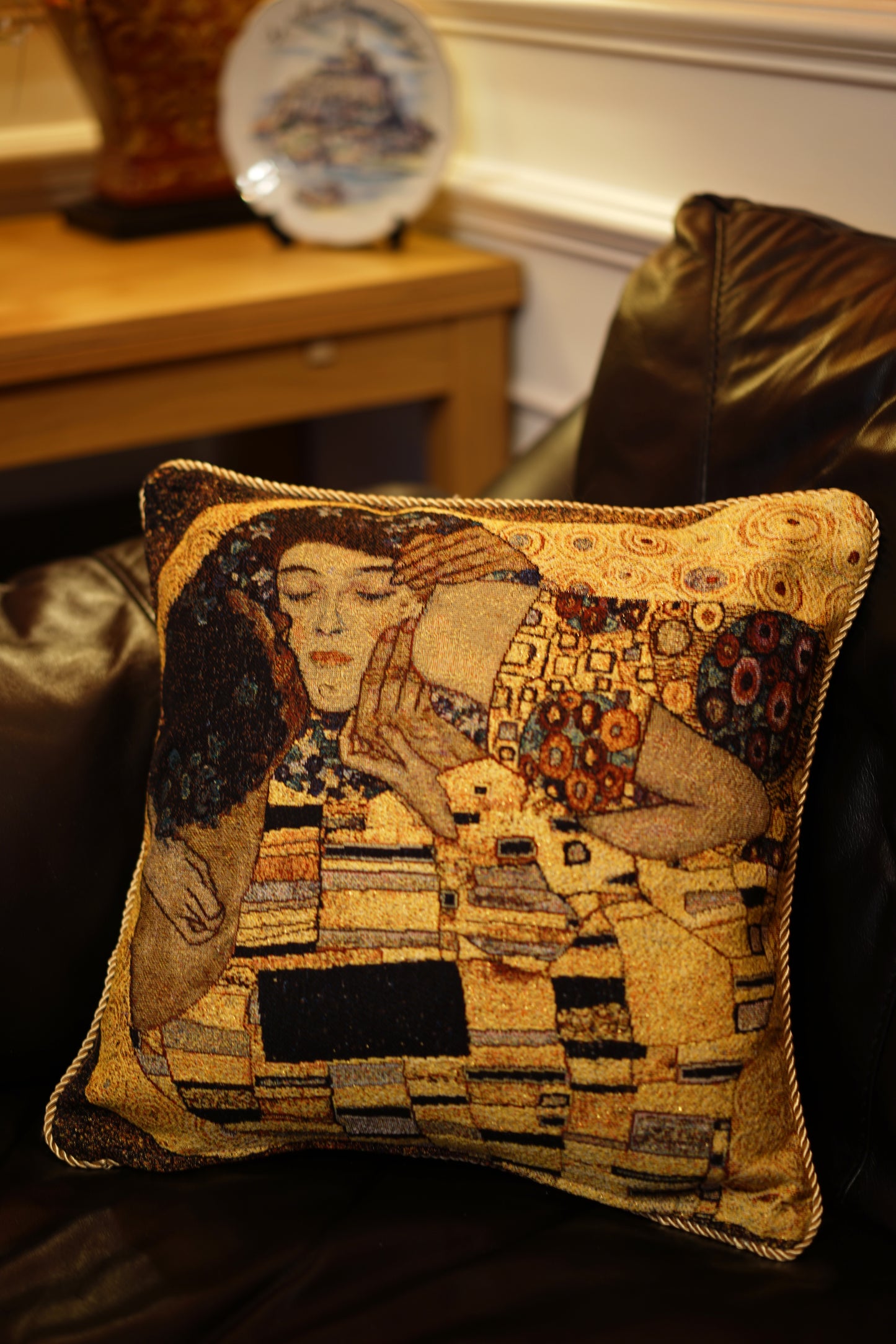 Gustav Klimt Tree of Life Gold Pillowcase/ Cushion Cover 18 x 18 inch