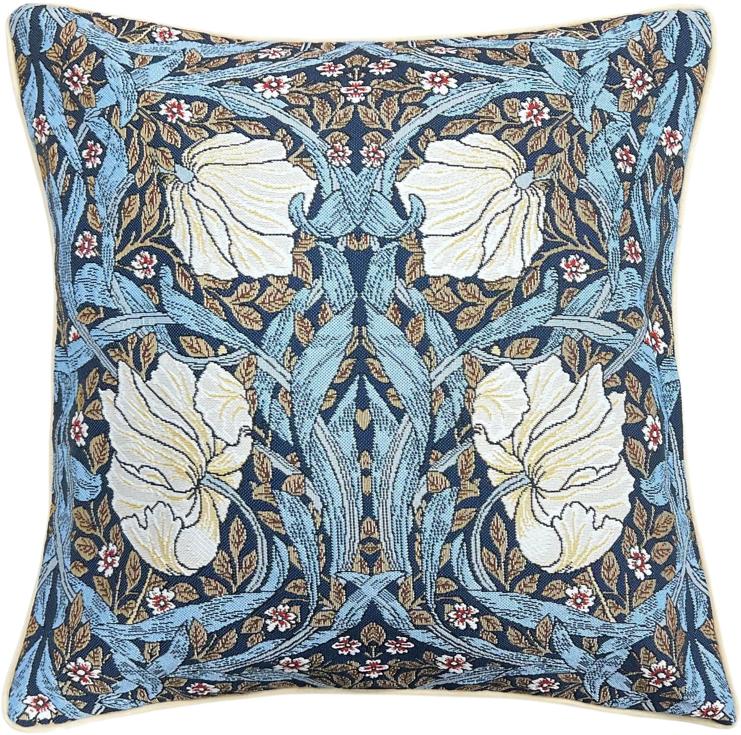 William Morris Pimpernel And Thyme Blue Panelled Pillowcase/Cushion Cover 18x18 Inch