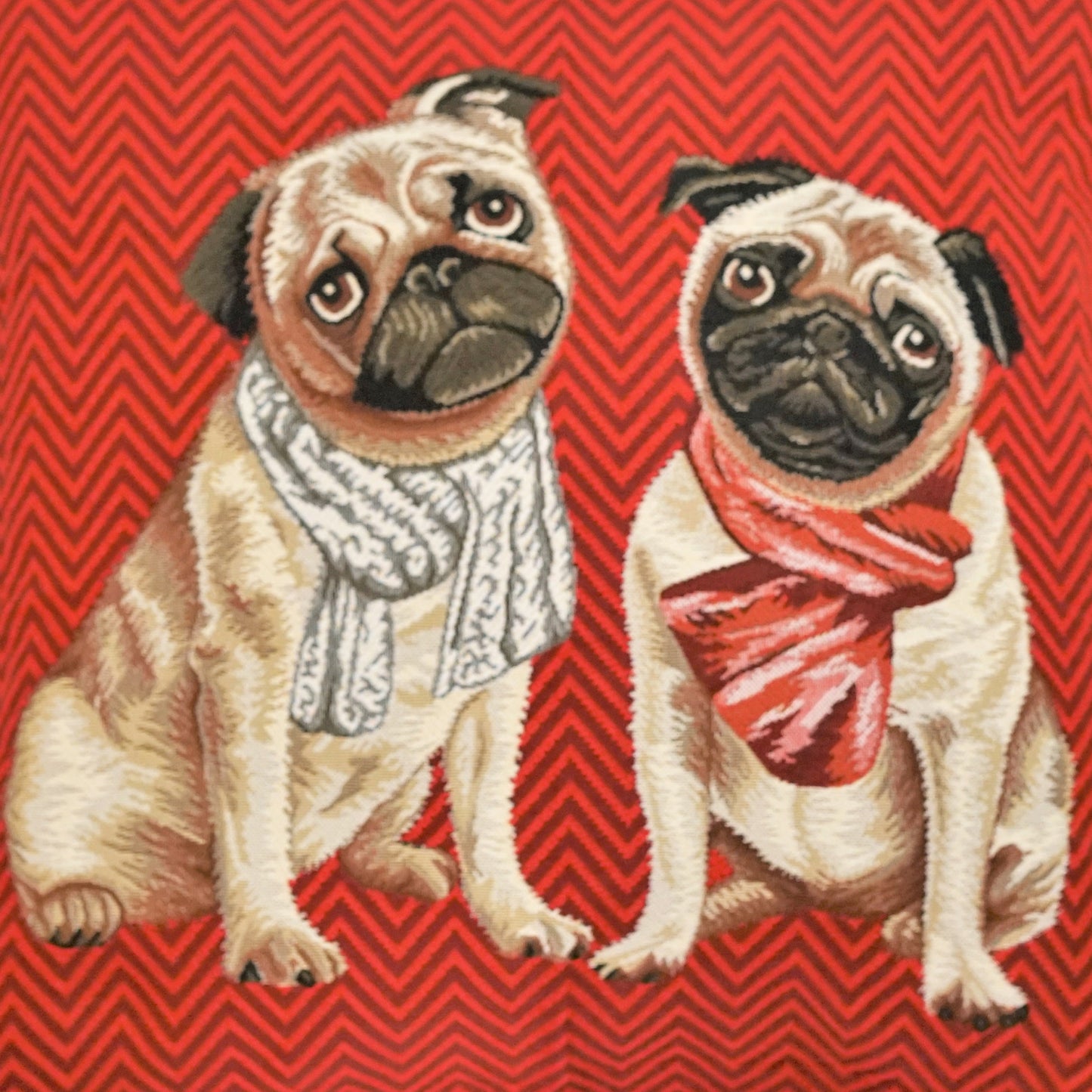 Panel Pug Red Pillowcase/Cushion Cover 18x18 Inch