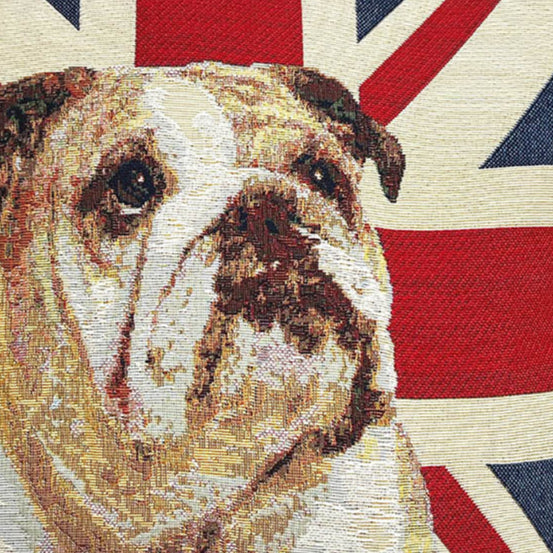 Union Jack Bulldog Panelled Pillowcase/Cushion Cover 18x18 Inch