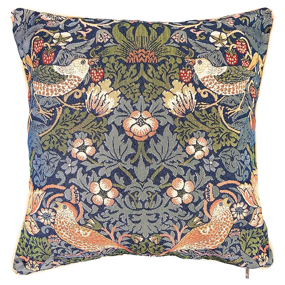 William Morris Strawberry Thief Blue Pillowcase/Cushion Cover 18x18 Inch