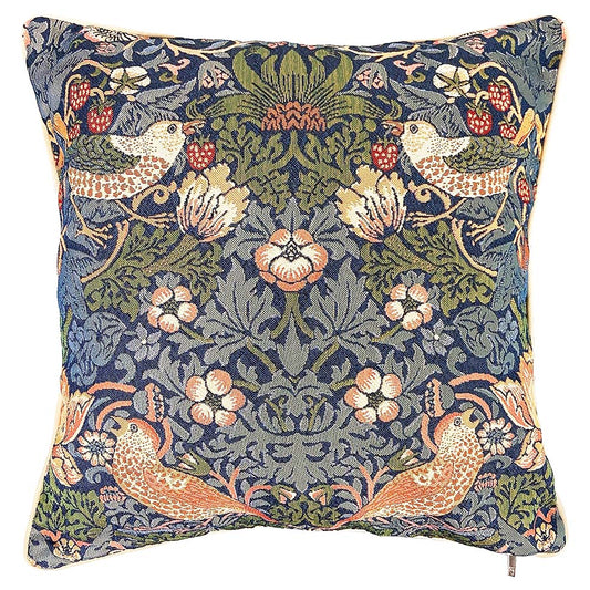 William Morris Strawberry Thief Blue Pillowcase/Cushion Cover 18x18 Inch