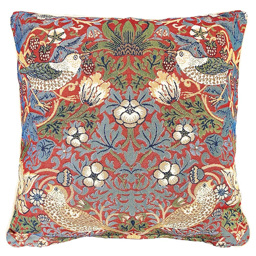 William Morris Strawberry Thief Red Pillowcase/Cushion Cover 18x18 Inch