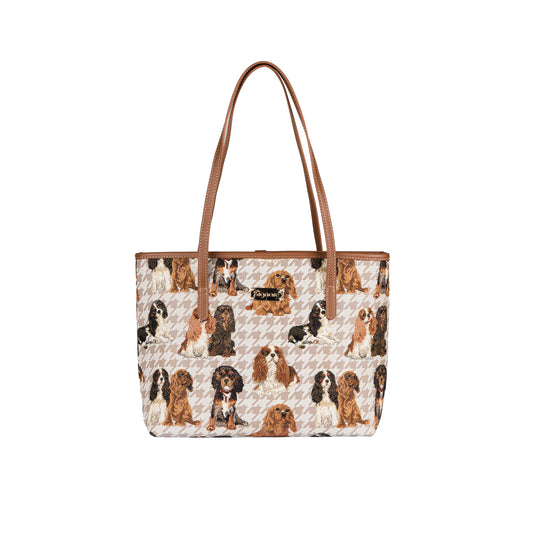 King Charles Cavalier Spaniel Dog Brown Shoulder Tote Bag