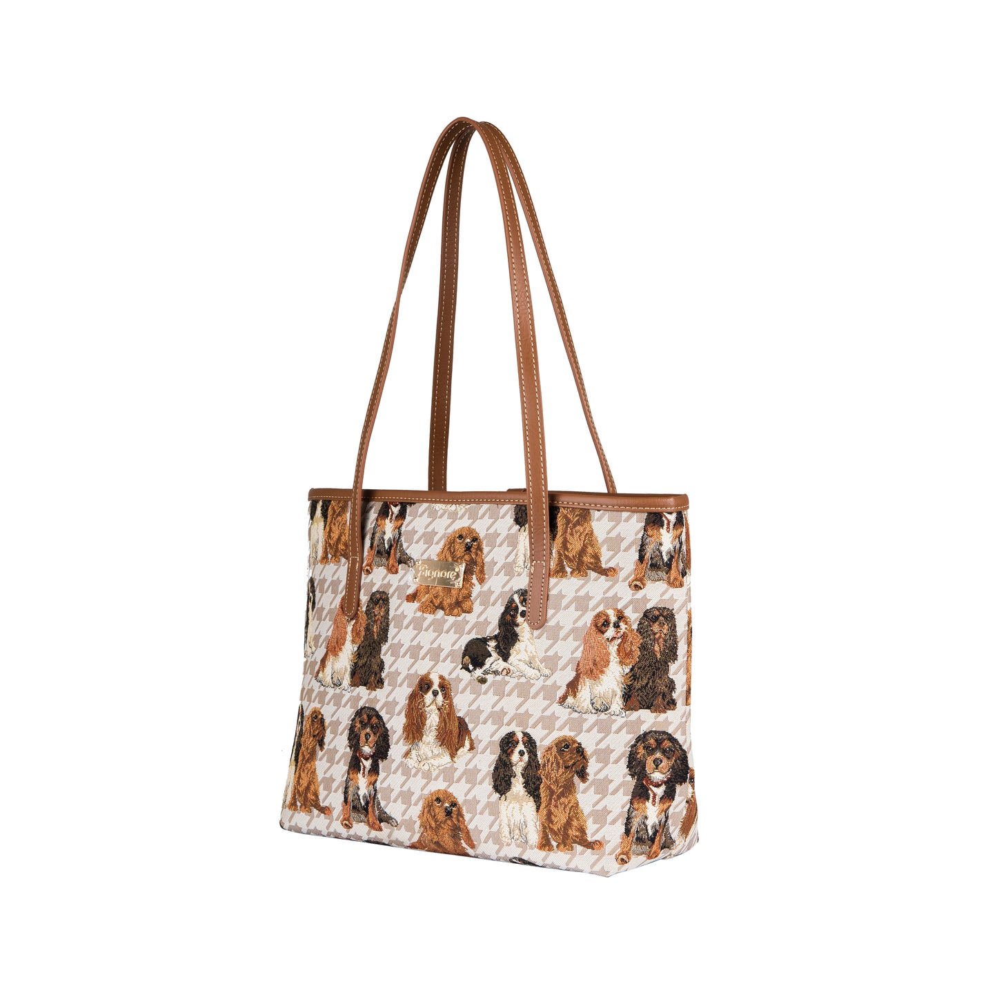King Charles Cavalier Spaniel Dog Brown Shoulder Tote Bag