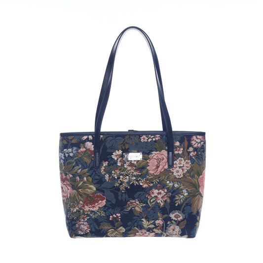 Peony Floral Green Shoulder Tote Bag