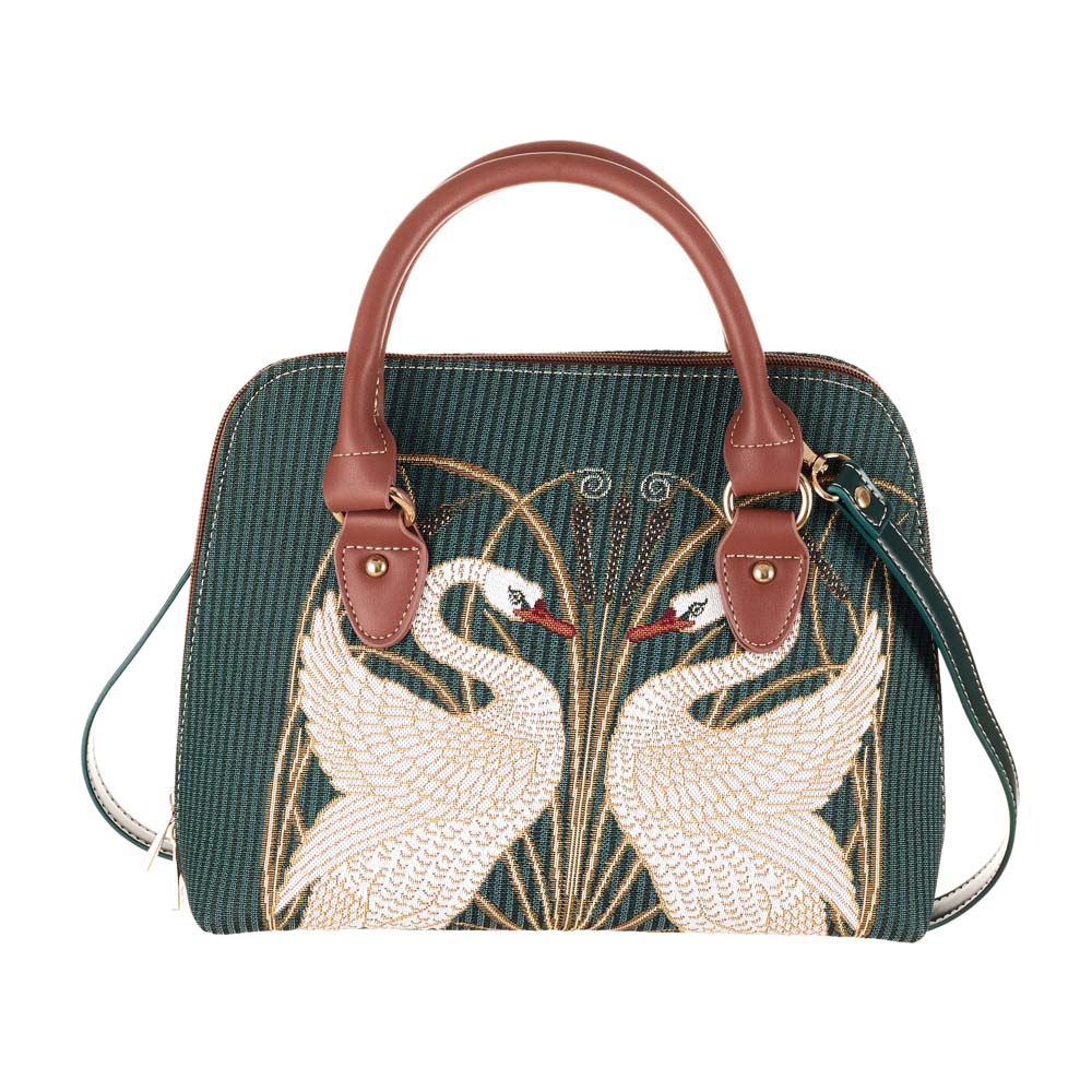 Swan, Rush and Iris Convertible Top Handle Purse Handbag