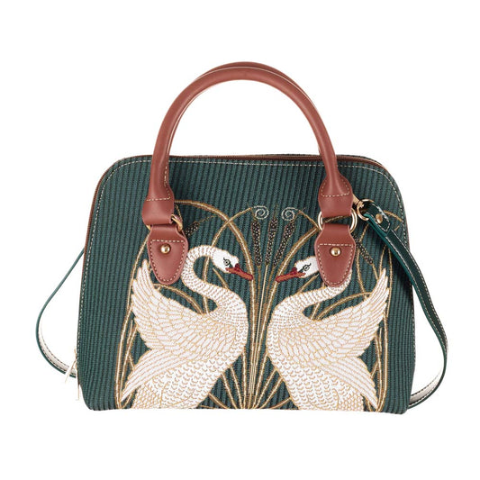 Swan, Rush and Iris Convertible Top Handle Purse Handbag