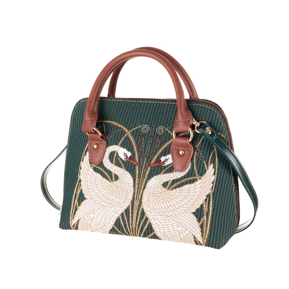 Swan, Rush and Iris Convertible Top Handle Purse Handbag