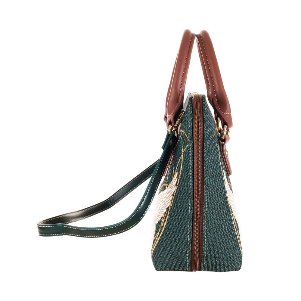Swan, Rush and Iris Convertible Top Handle Purse Handbag