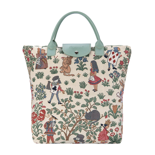 Alice in Wonderland Mint and Beige Foldaway Grocery Bag
