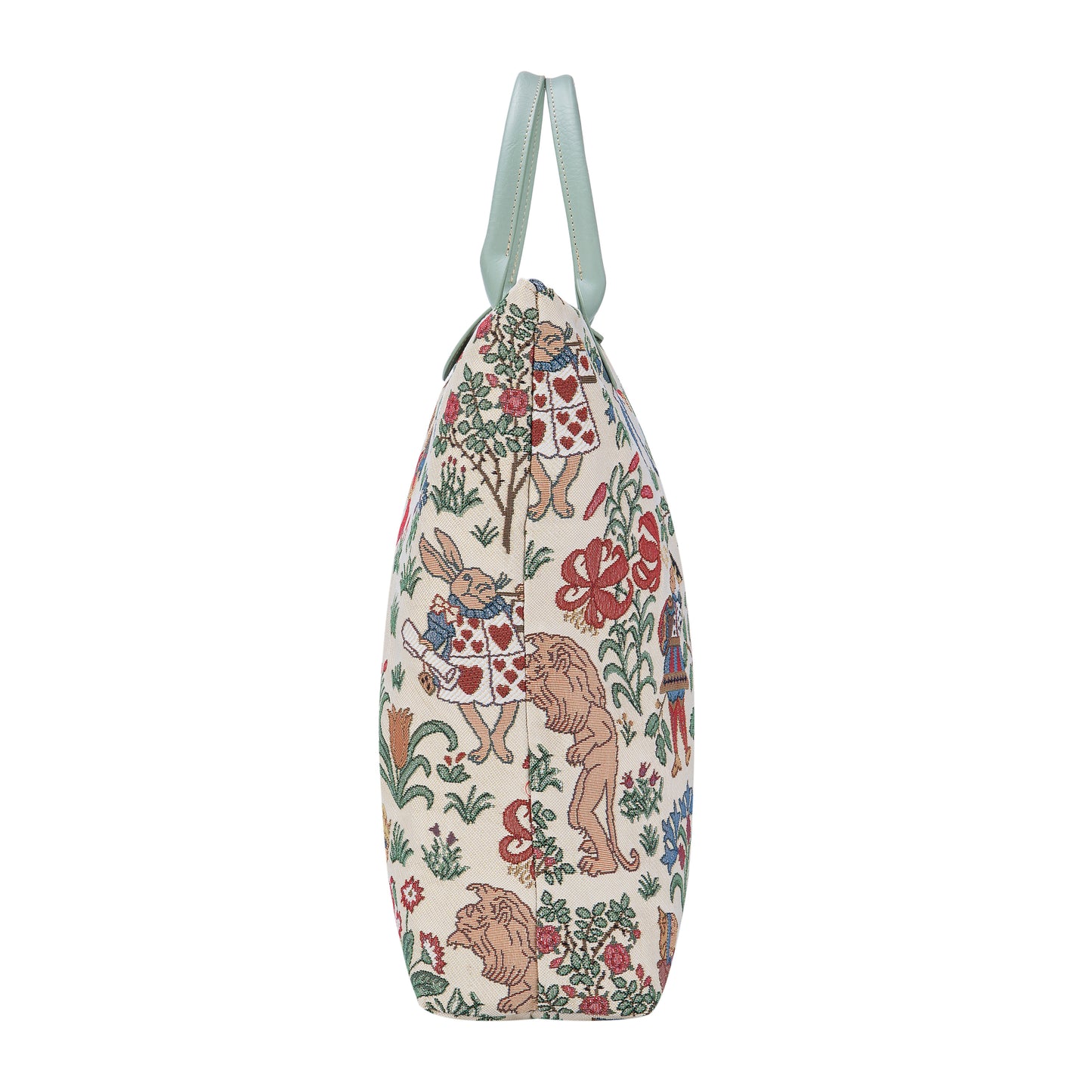 Alice in Wonderland Mint and Beige Foldaway Grocery Bag