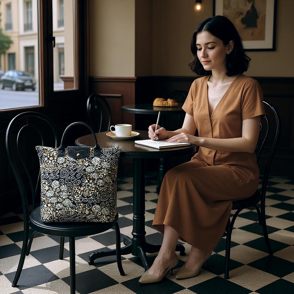 Gustav Klimt The Kiss Black Foldaway Grocery Bag