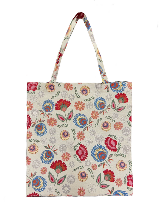 Polish Folk Art Flower Beige Flat Bag