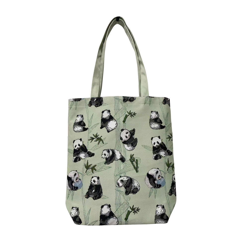 Multiple Pandas Green Flat Bag