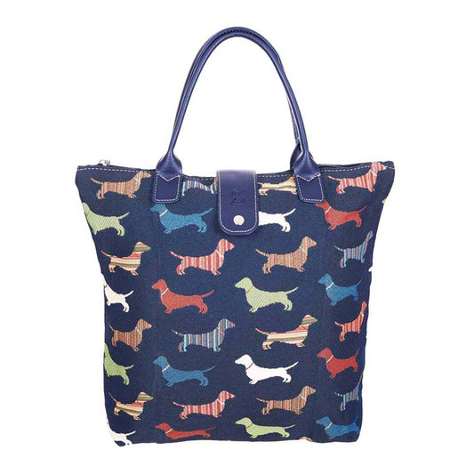 Dachshund Dog Blue Folding Bag