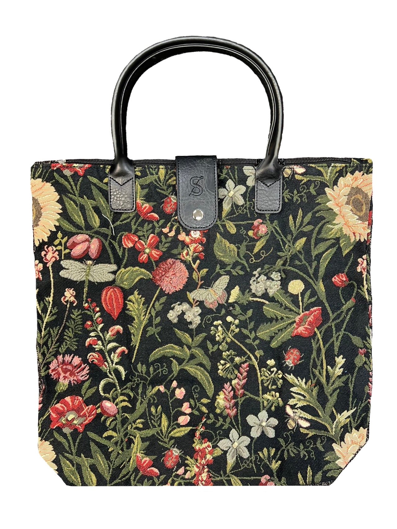 Morning Garden Black Folding Bag