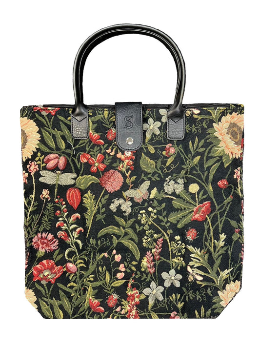 Morning Garden Black Folding Bag