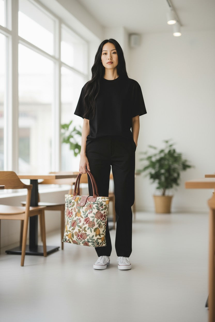 Pomegranate and Lemon Folding Bag