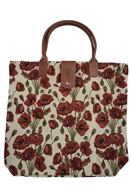 Poppy Floral Red Folding Bag