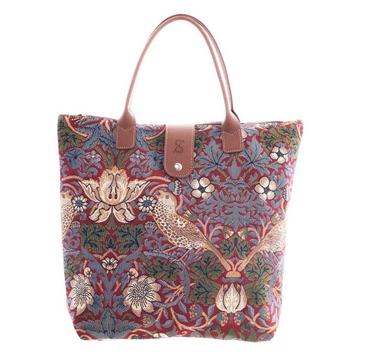 Strawberry Thief Red Folding Bag
