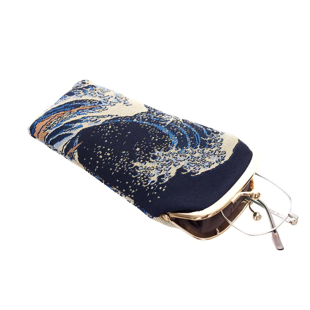 Great Wave off Kanagawa Navy Blue Glasses Pouch/ Case