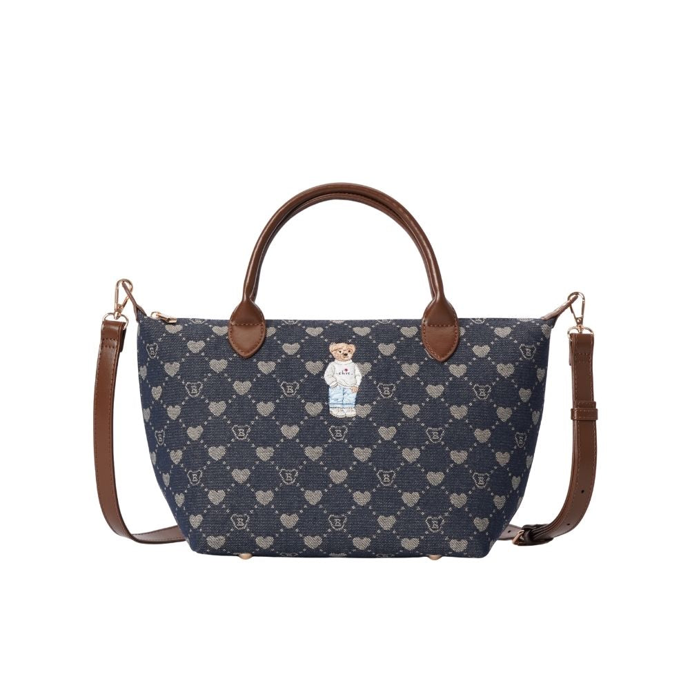 B-Loved Bear Denim Blue Grab Handle Handbag