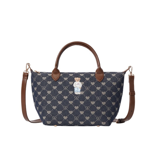 B-Loved Bear Denim Blue Grab Handle Handbag