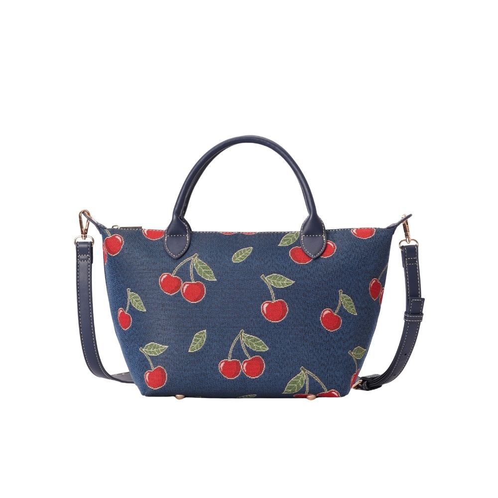 Cherry Denim Blue Grab Handle Handbag
