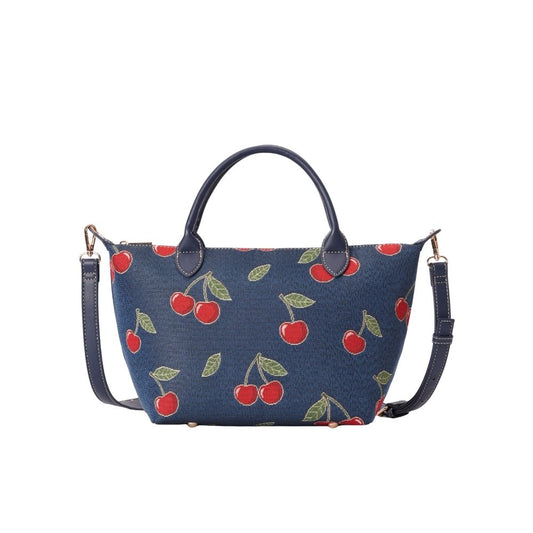 Cherry Denim Blue Grab Handle Handbag