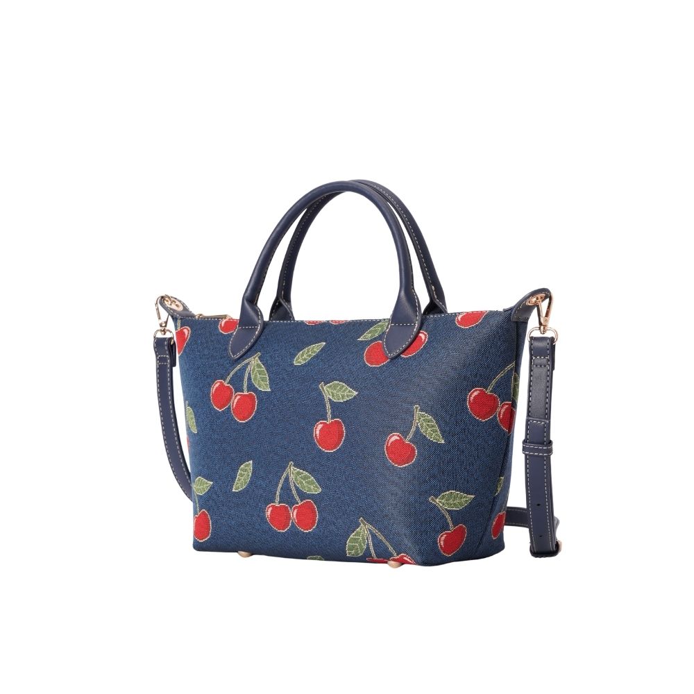 Cherry Denim Blue Grab Handle Handbag