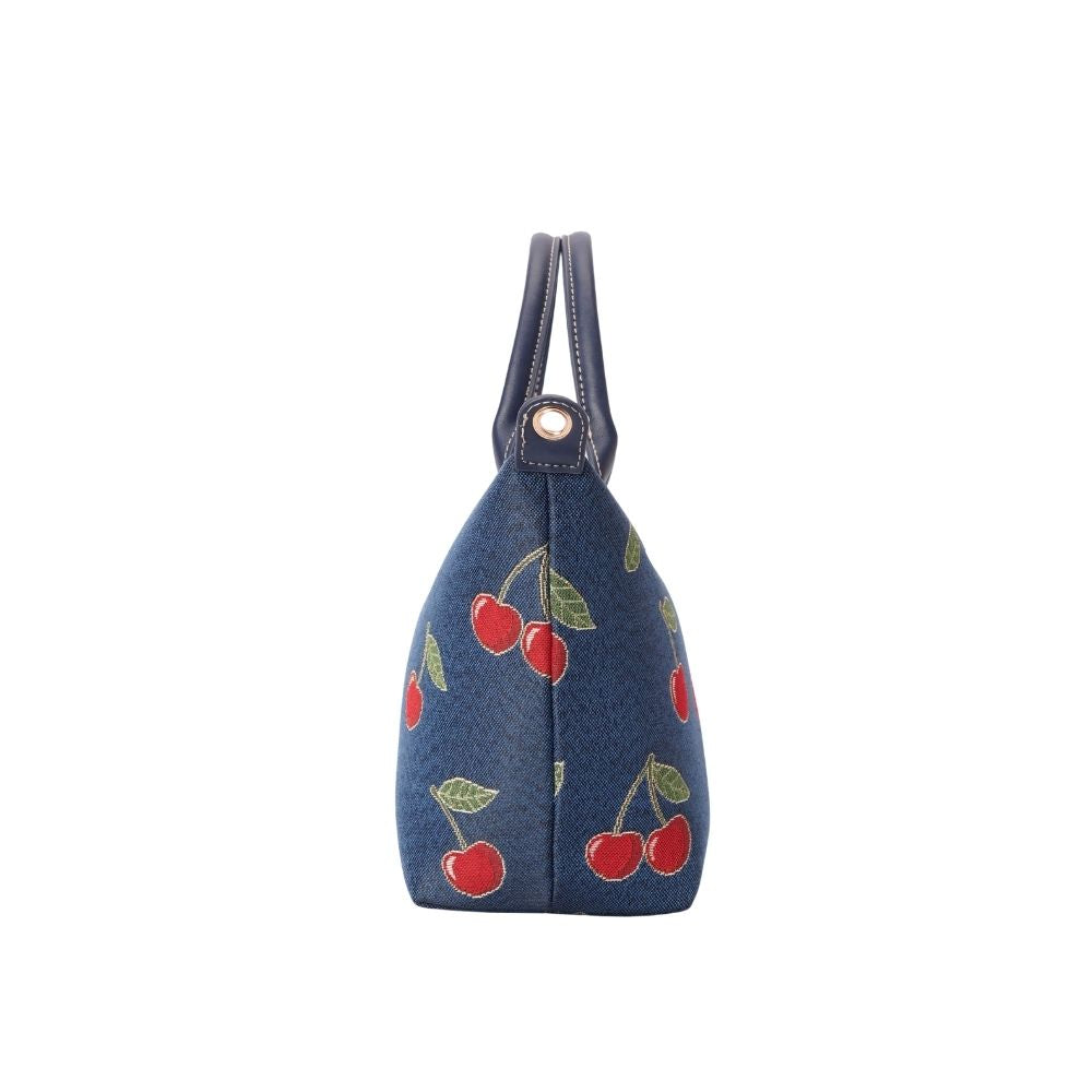 Cherry Denim Blue Grab Handle Handbag