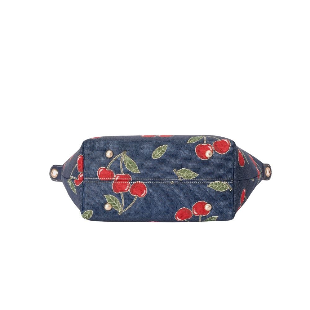 Cherry Denim Blue Grab Handle Handbag