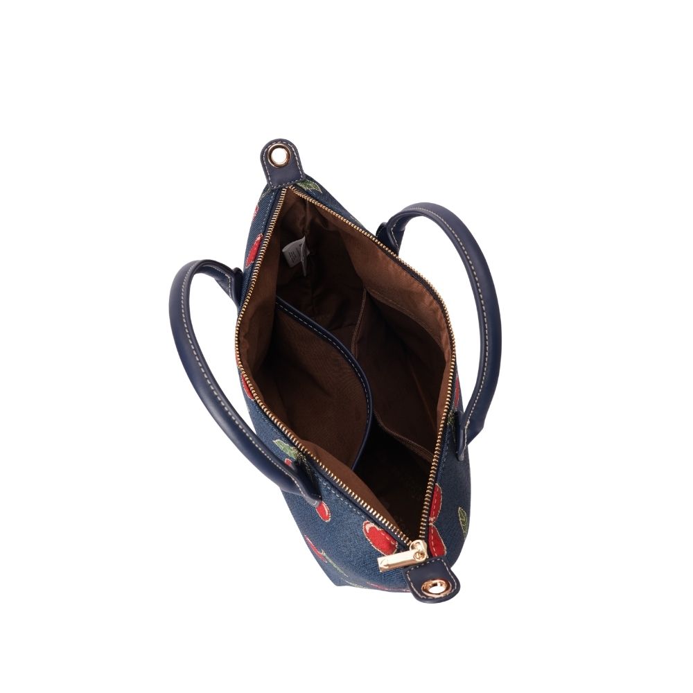 Cherry Denim Blue Grab Handle Handbag