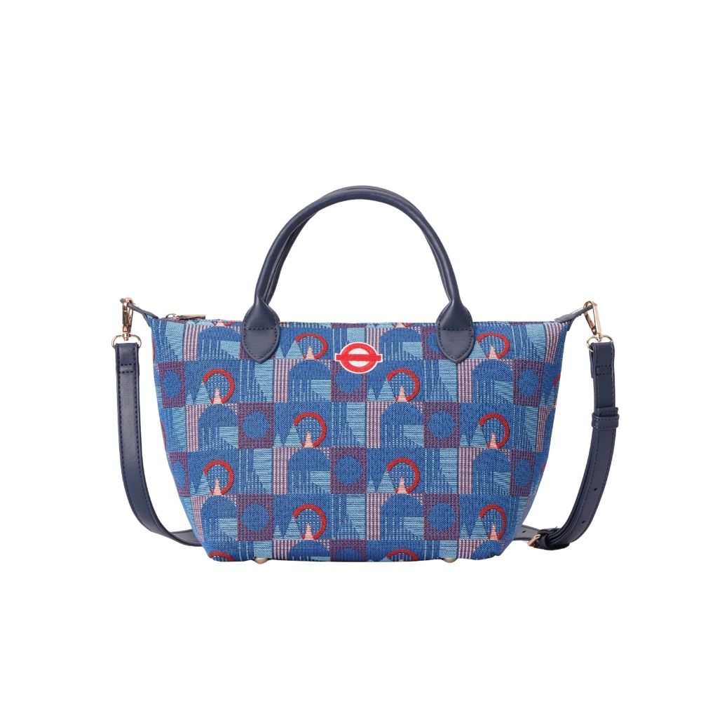 TfL Piccadilly Moquette Red Roundel Grab Handle Handbag