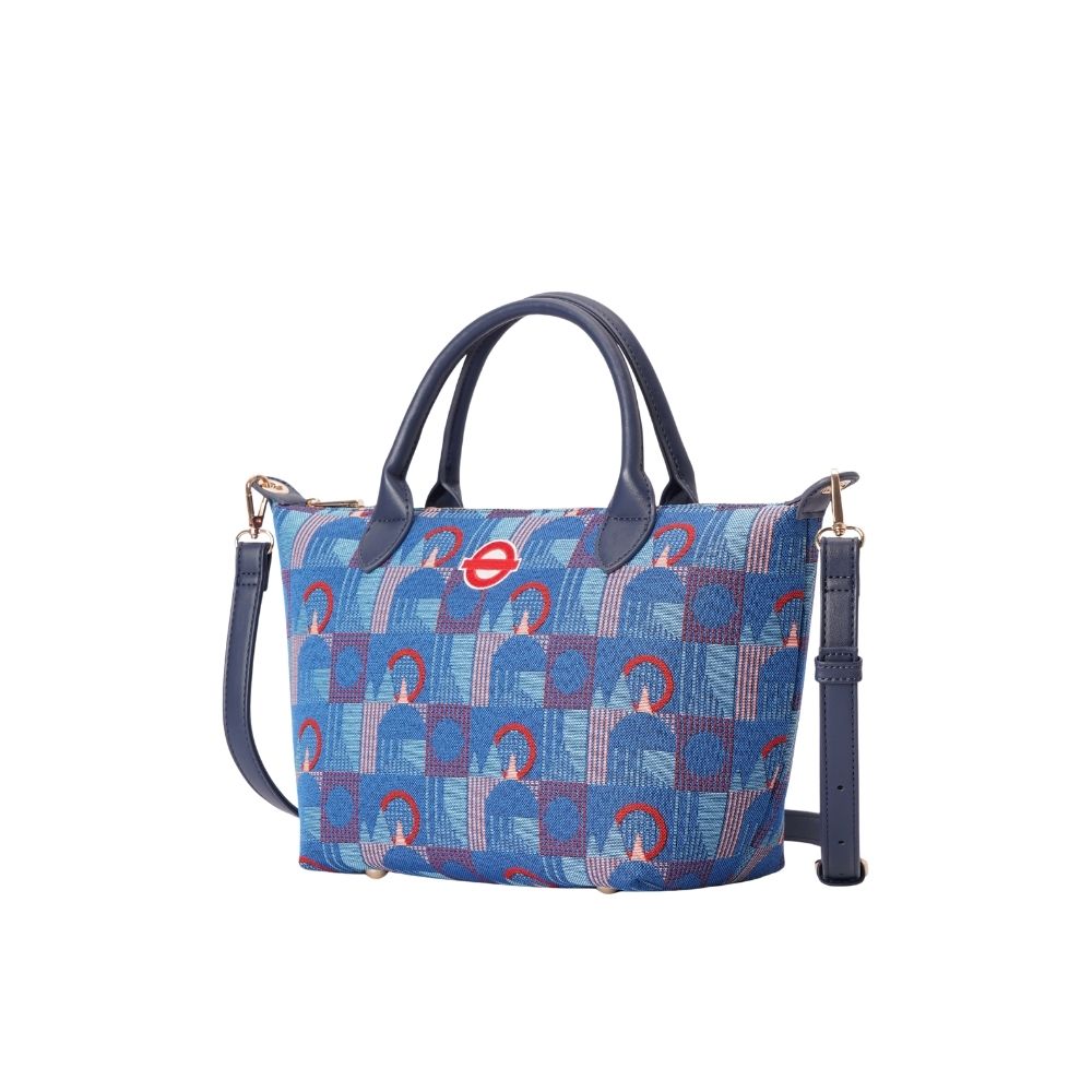 TfL Piccadilly Moquette Red Roundel Grab Handle Handbag