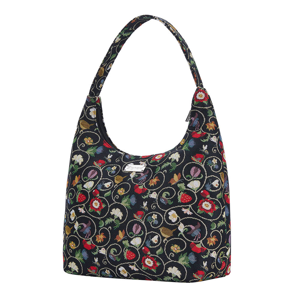 Jacobean Dream Black Hobo Handbag Shoulder Bag