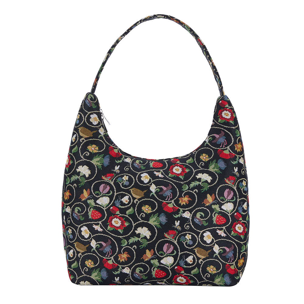 Jacobean Dream Black Hobo Handbag Shoulder Bag