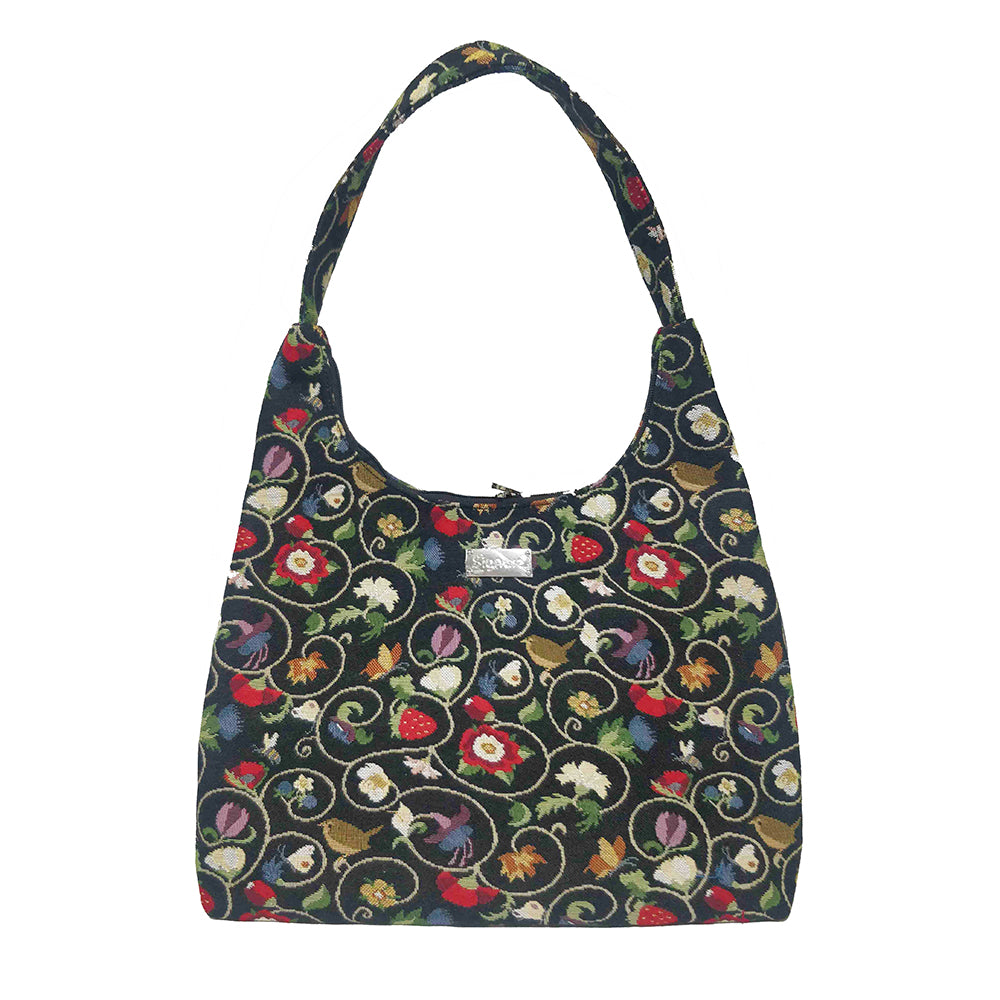 Jacobean Dream Black Hobo Handbag Shoulder Bag