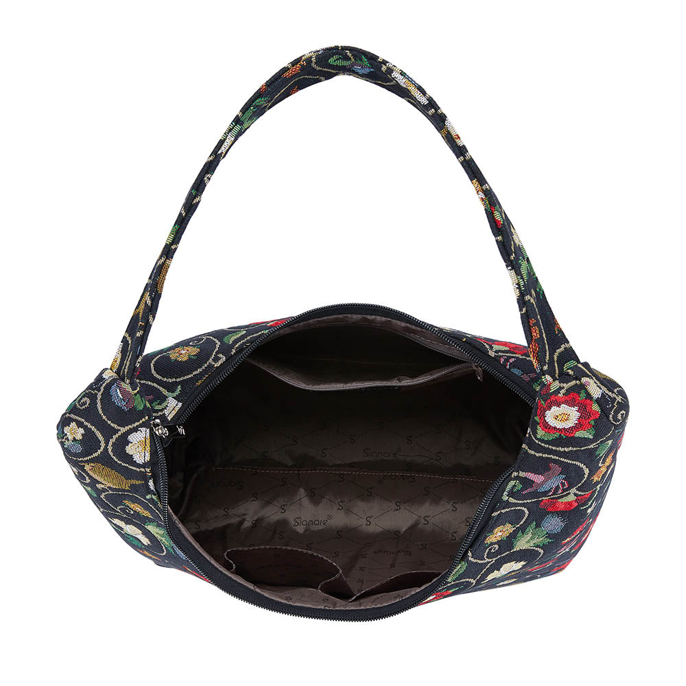Jacobean Dream Black Hobo Handbag Shoulder Bag