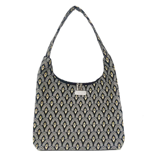 Luxor Art Deco Black and White Hobo Shoulder Bag