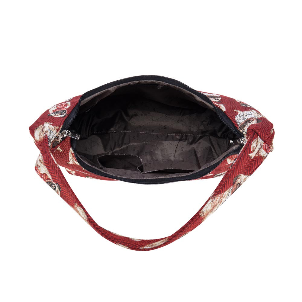 Pug Dog Animal Design Red Hobo Handbag Shoulder Bag