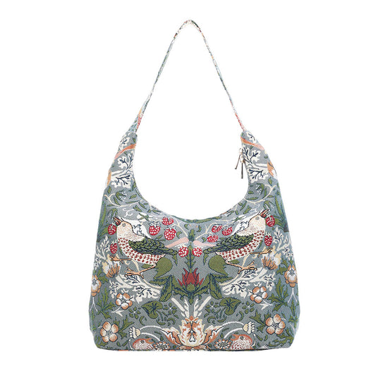 William Morris Strawberry Thief Grey Hobo Handbag Shoulder Bag