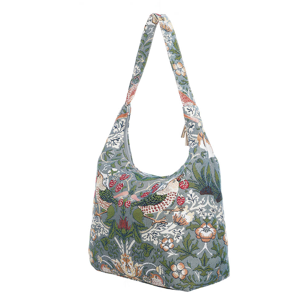 William Morris Strawberry Thief Grey Hobo Handbag Shoulder Bag